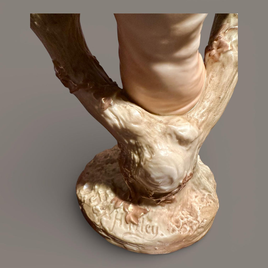 Royal Worcester, Figural Candle Holder, Boy & Girl, James Hadle 1895