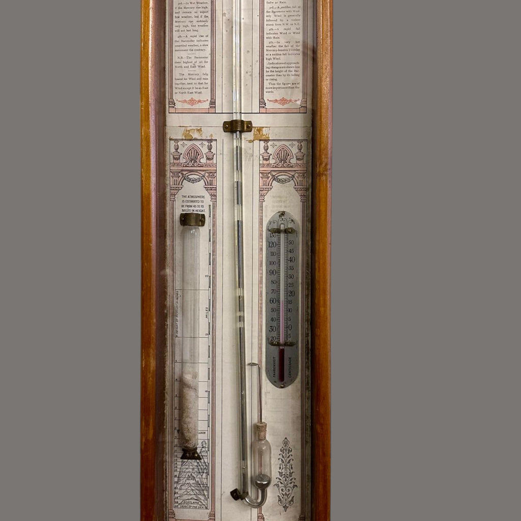 Victorian Admiral FitzRoy Barometer in Beech Case, 19th Century Marine Weather Instrument