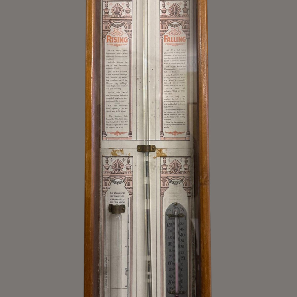Victorian Admiral FitzRoy Barometer in Beech Case, 19th Century Marine Weather Instrument