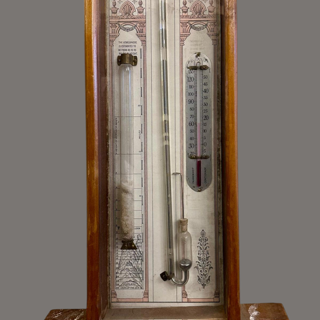 Victorian Admiral FitzRoy Barometer in Beech Case, 19th Century Marine Weather Instrument