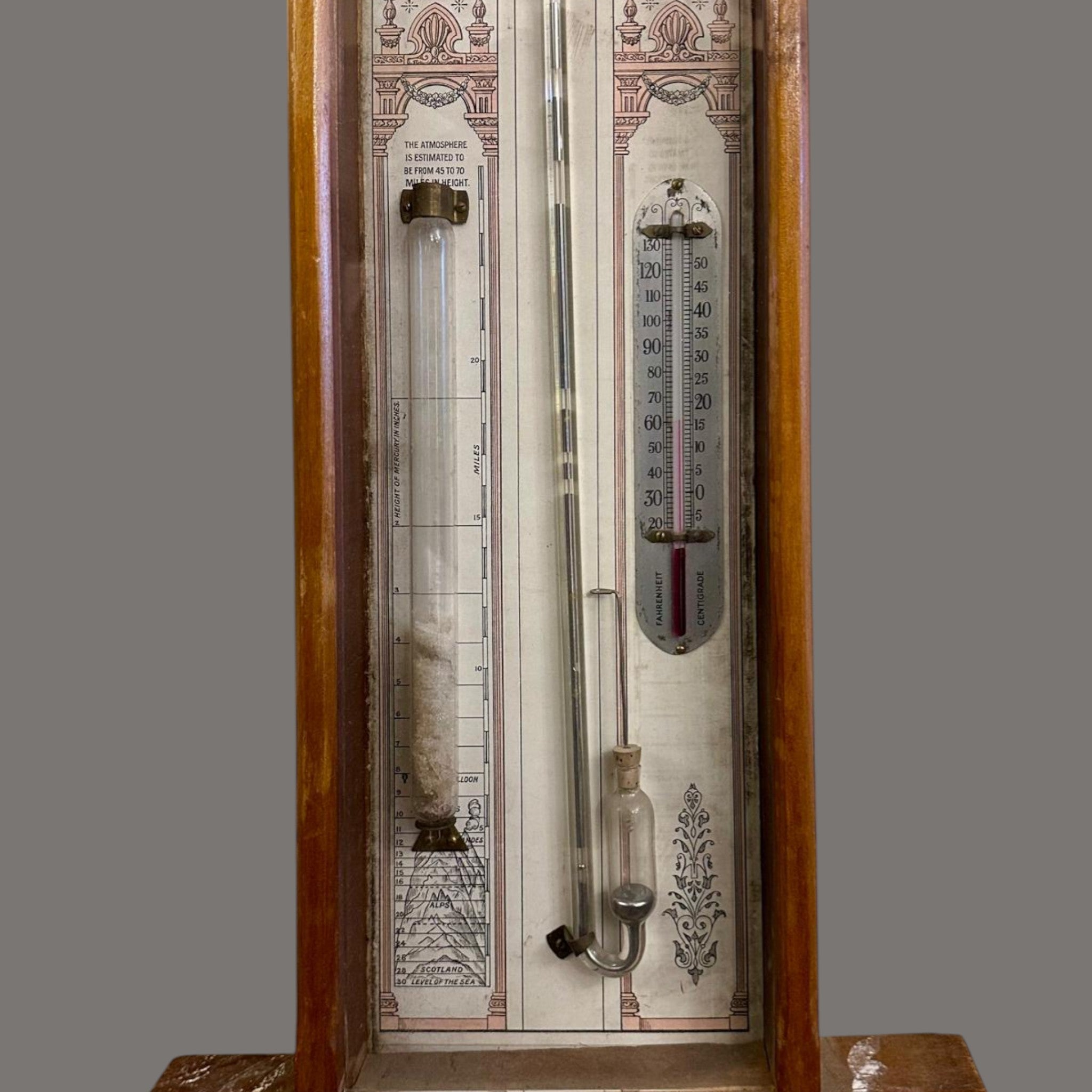 Victorian Admiral FitzRoy Barometer in Beech Case, 19th Century Marine Weather Instrument
