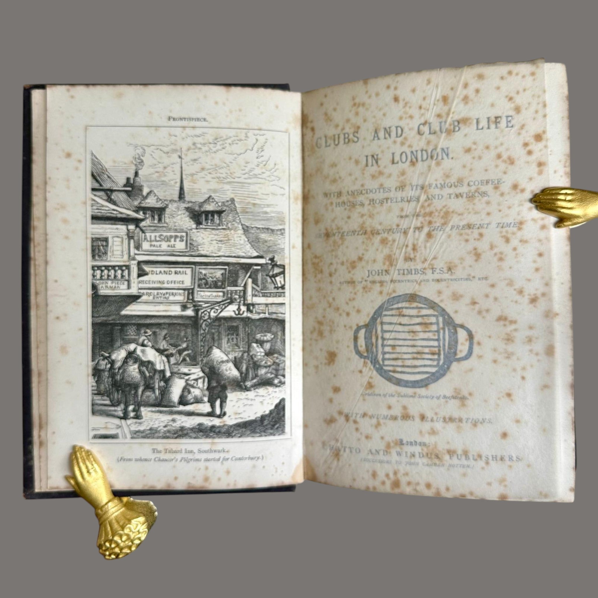 "Clubs and Club Life in London" by John Timbs – Chatto & Windus, Victorian Leather Bound