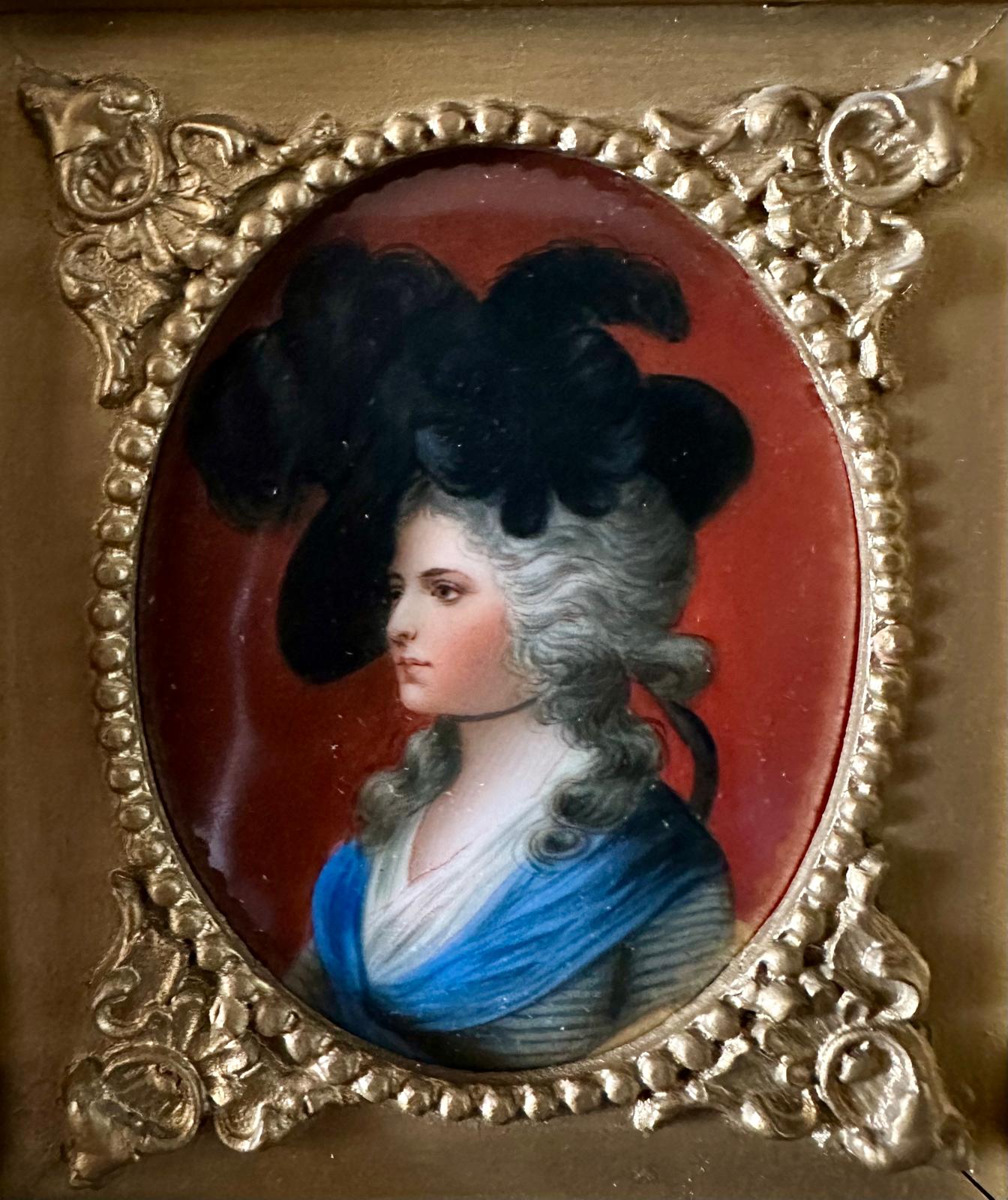 Porcelai Oil Painting, Mrs Sarah Siddons after Gainsborough, 19th Century