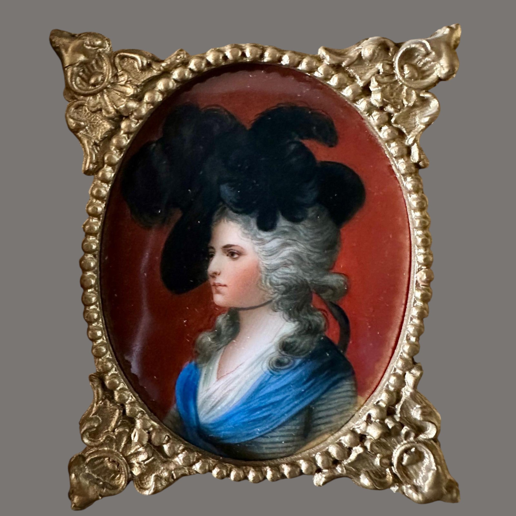 Porcelai Oil Painting, Mrs Sarah Siddons after Gainsborough, 19th Century
