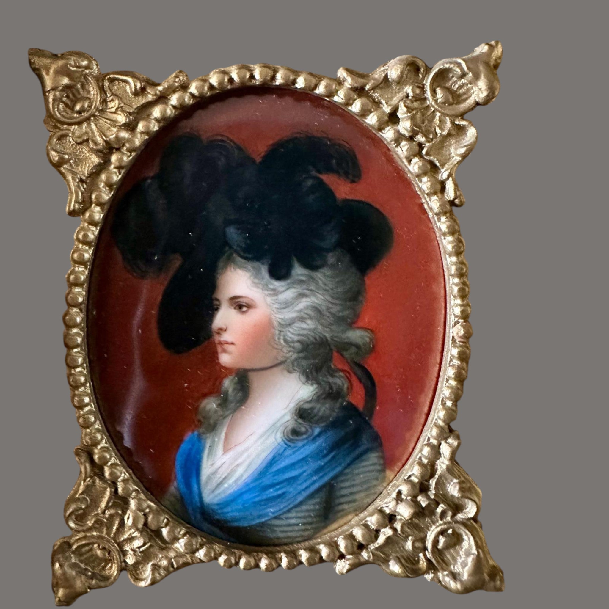 Porcelai Oil Painting, Mrs Sarah Siddons after Gainsborough, 19th Century