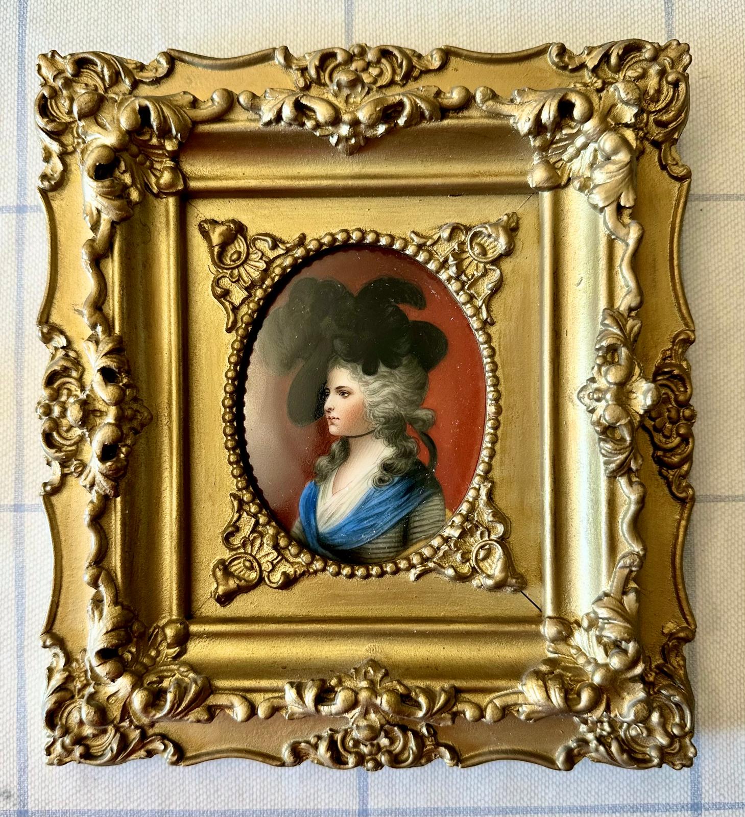 Porcelai Oil Painting, Mrs Sarah Siddons after Gainsborough, 19th Century