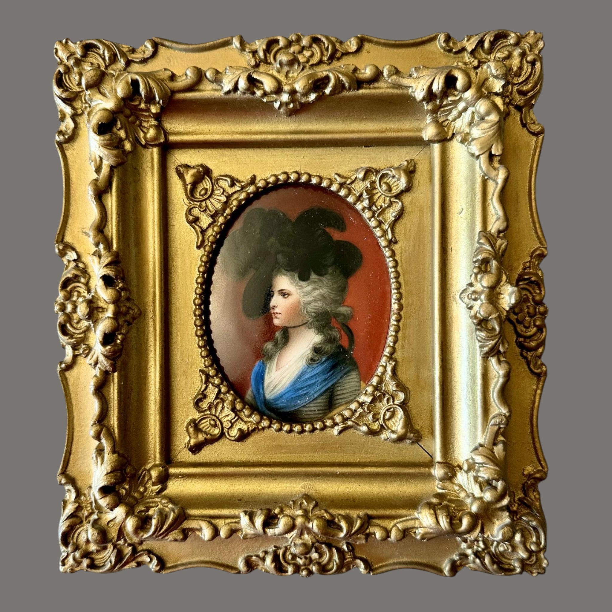 Porcelai Oil Painting, Mrs Sarah Siddons after Gainsborough, 19th Century
