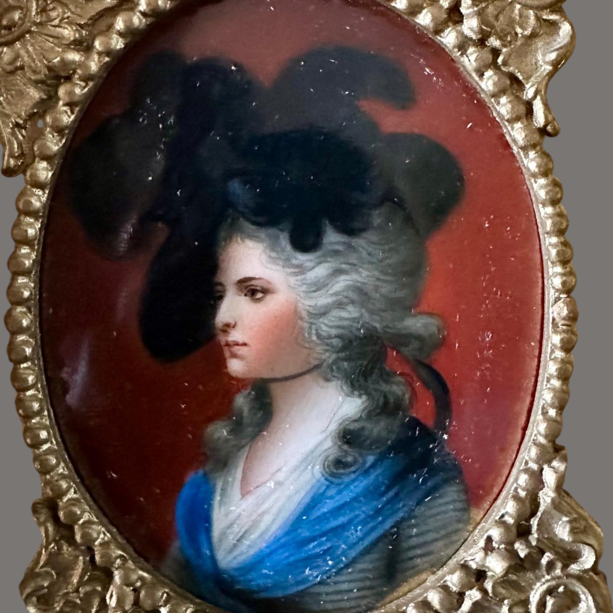 Porcelai Oil Painting, Mrs Sarah Siddons after Gainsborough, 19th Century