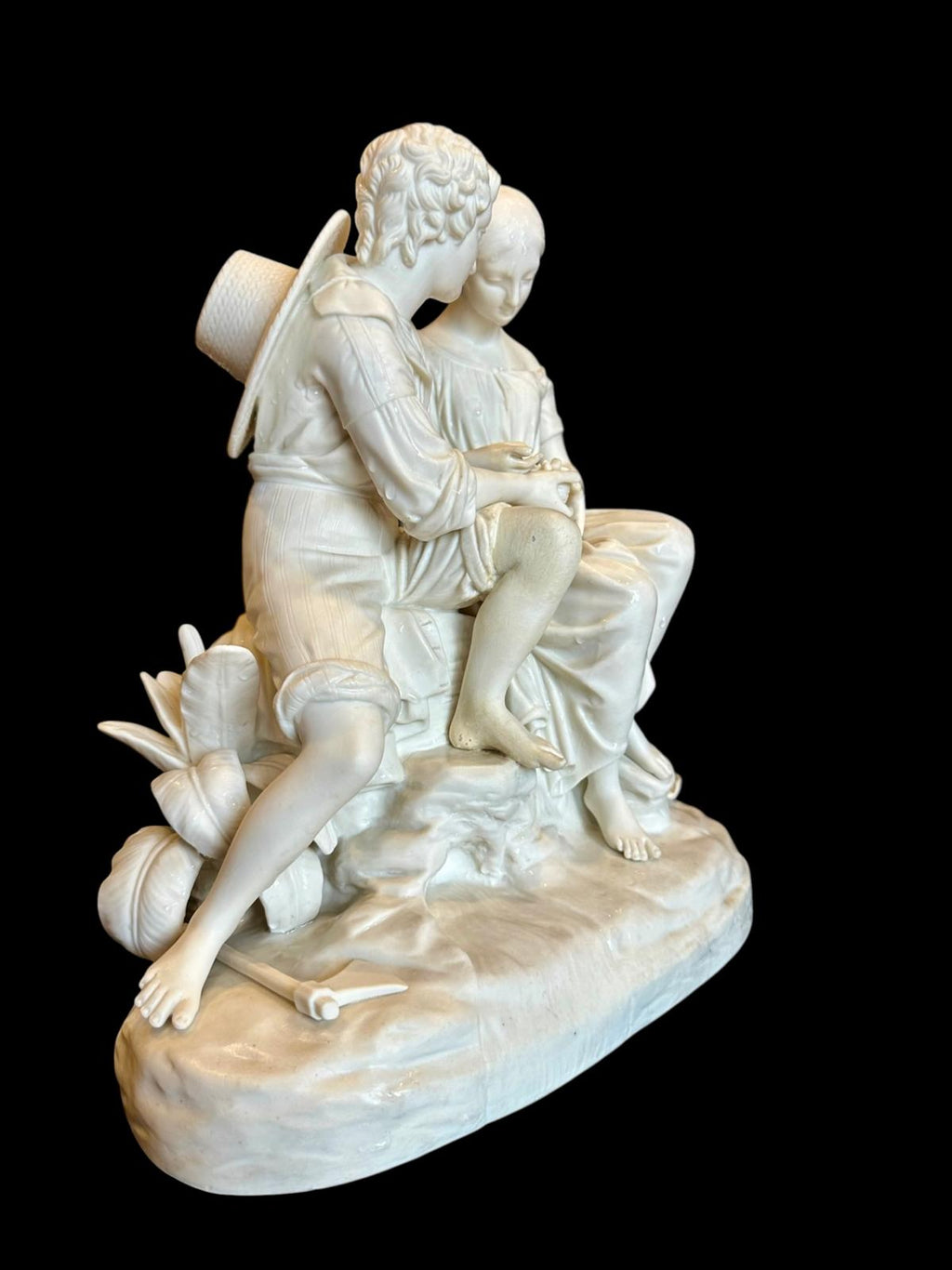Antique Copeland Parian Paul & Virginia Figure Group by Charles Cumberworth