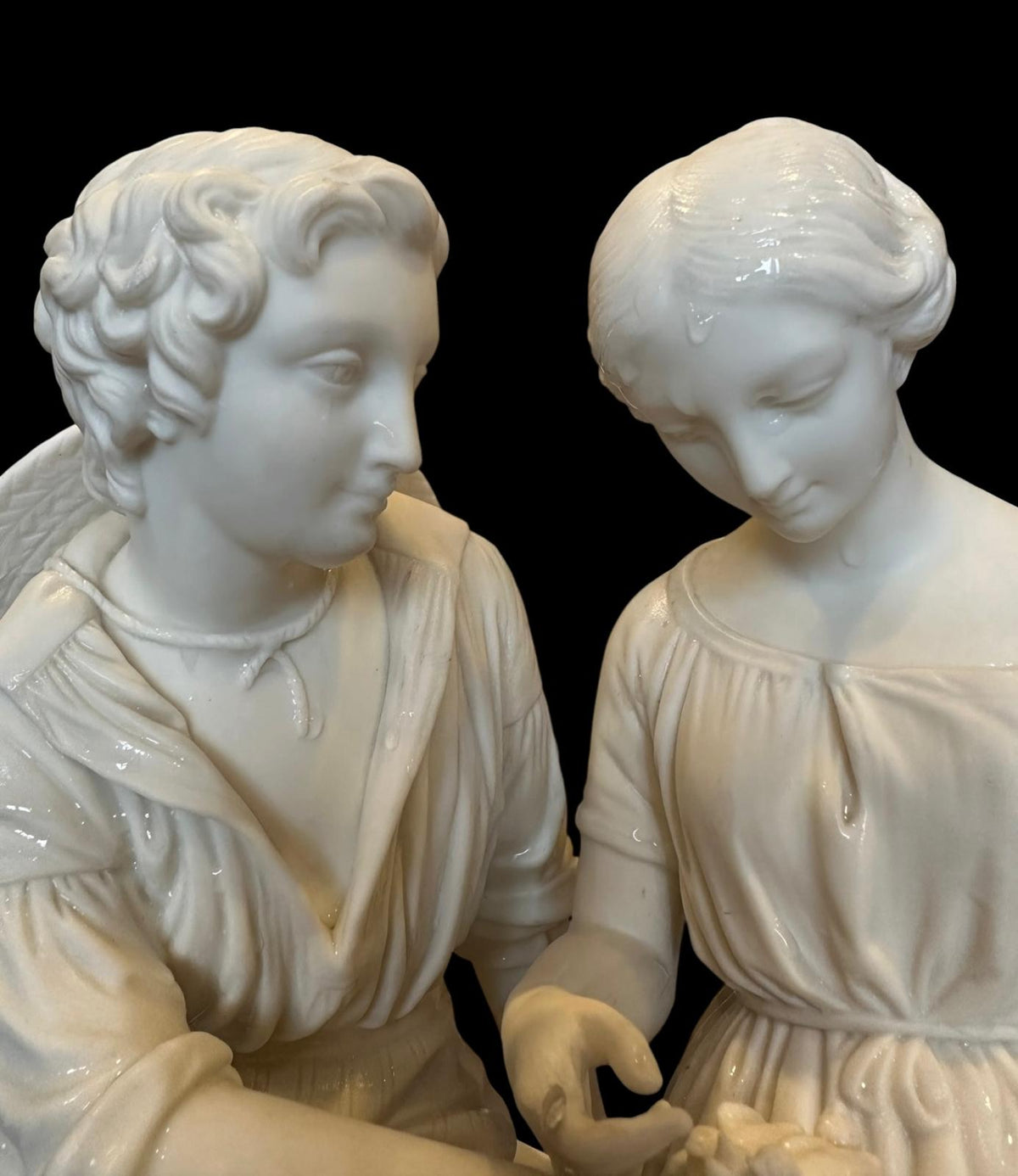 Antique Copeland Parian Paul & Virginia Figure Group by Charles Cumberworth