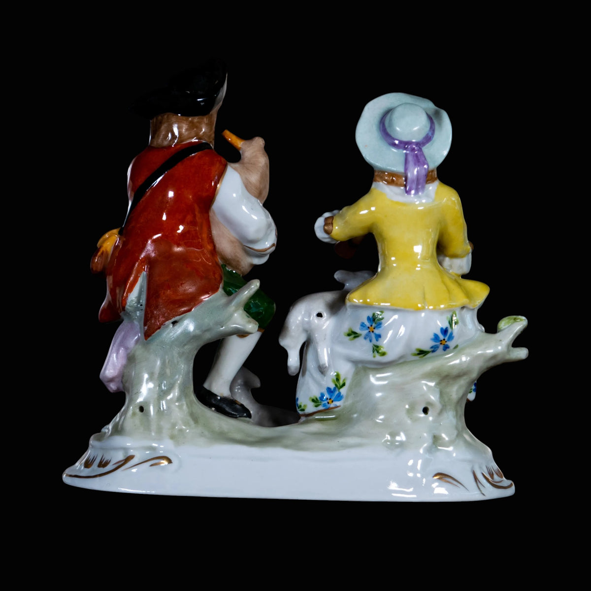 Sitzendorf Porcelain Musical Couple with Sheep & Bagpipes
