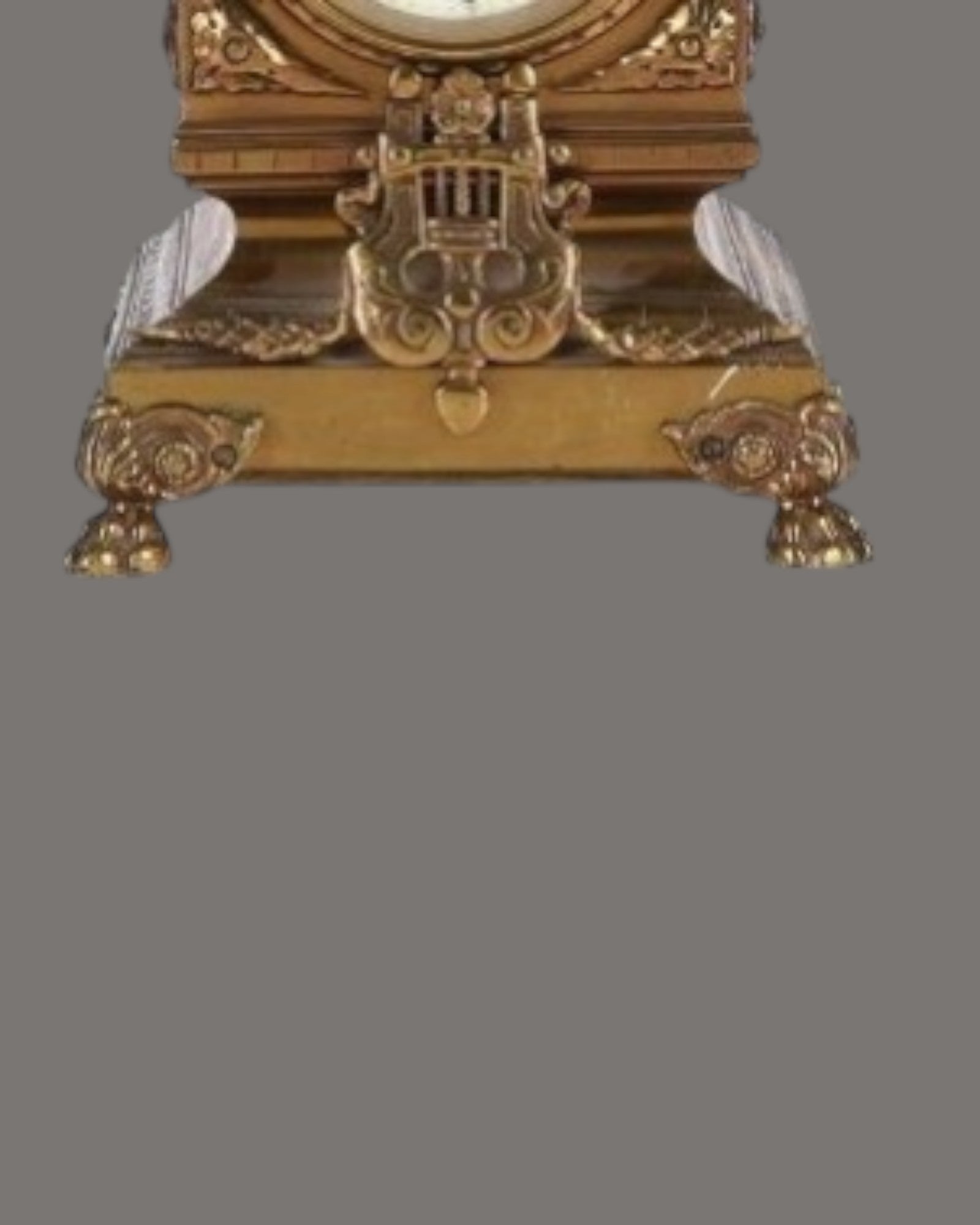 Mantle Clock, Antique, French, lacquered, brass,