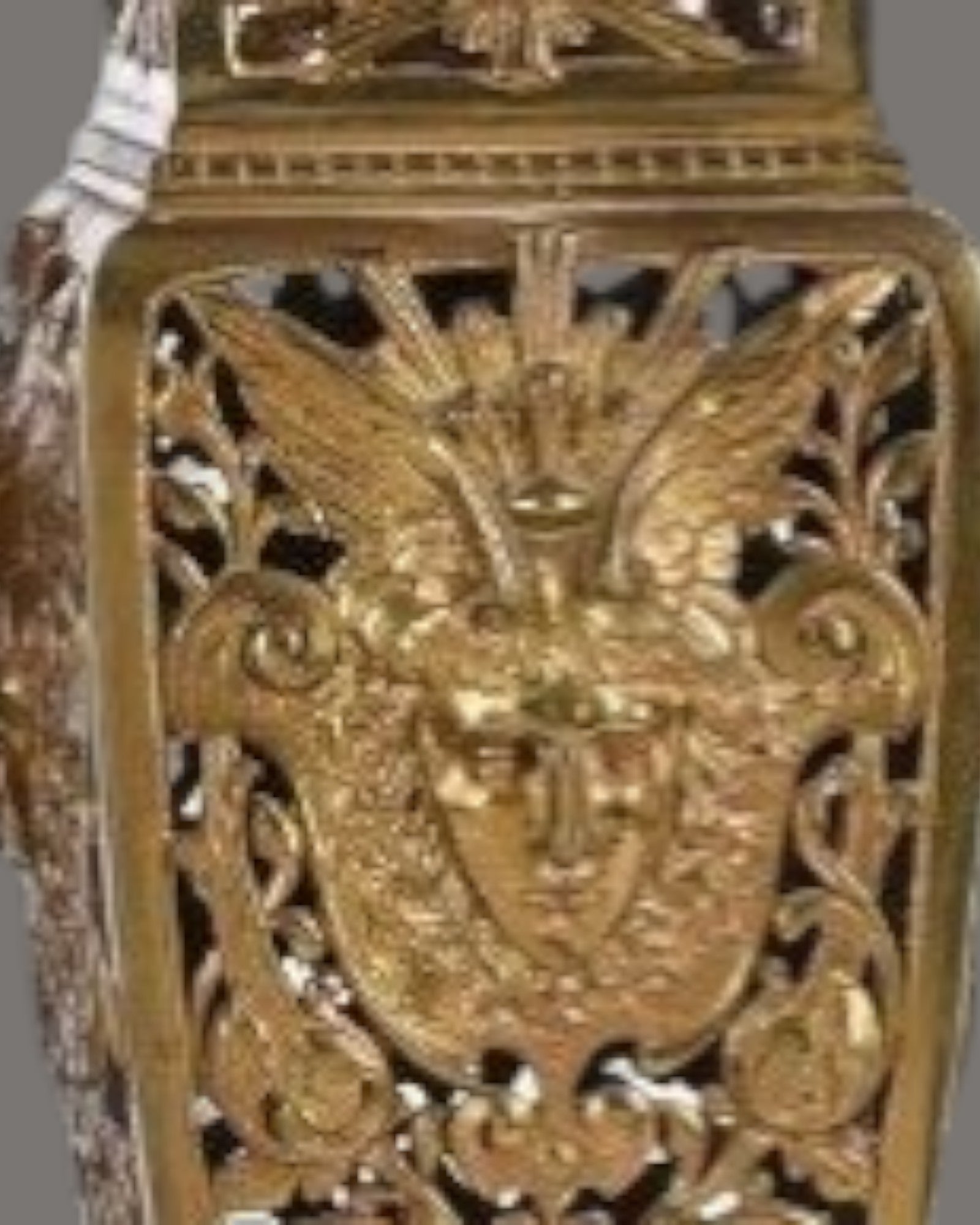 Mantle Clock, Antique, French, lacquered, brass,
