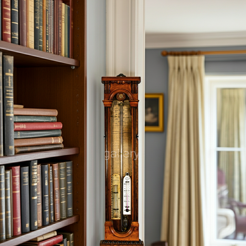 Antique Admiral Fitzroy Barometer, Fattorini & Sons Bradford, Mahogany & Oak Case with Thermometer, Late Victorian, 115cm