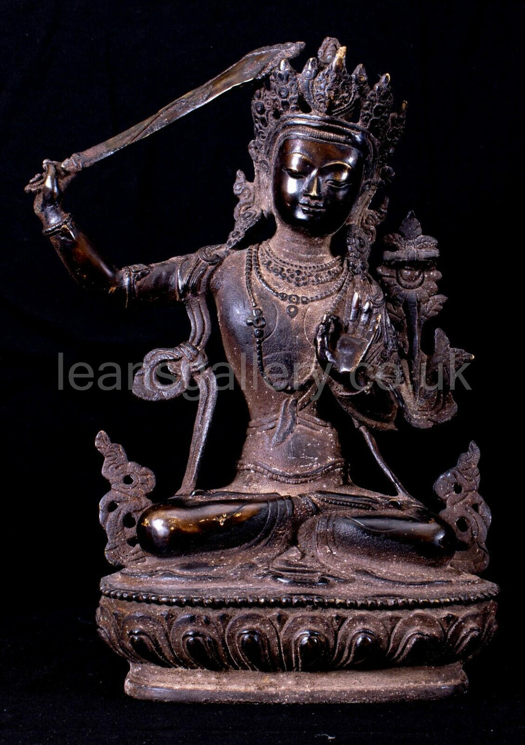 Antique, Bronze, seated Manjushri, 1900's
