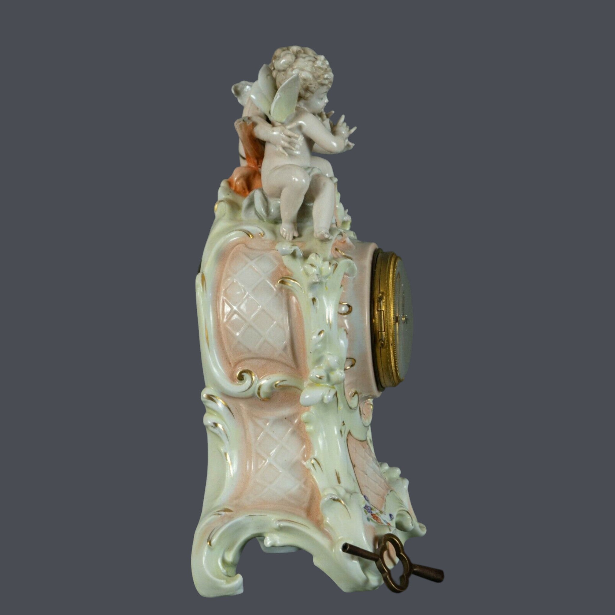 Mantle Clock, German, Porcelain Antique, Richard Eckett & Co