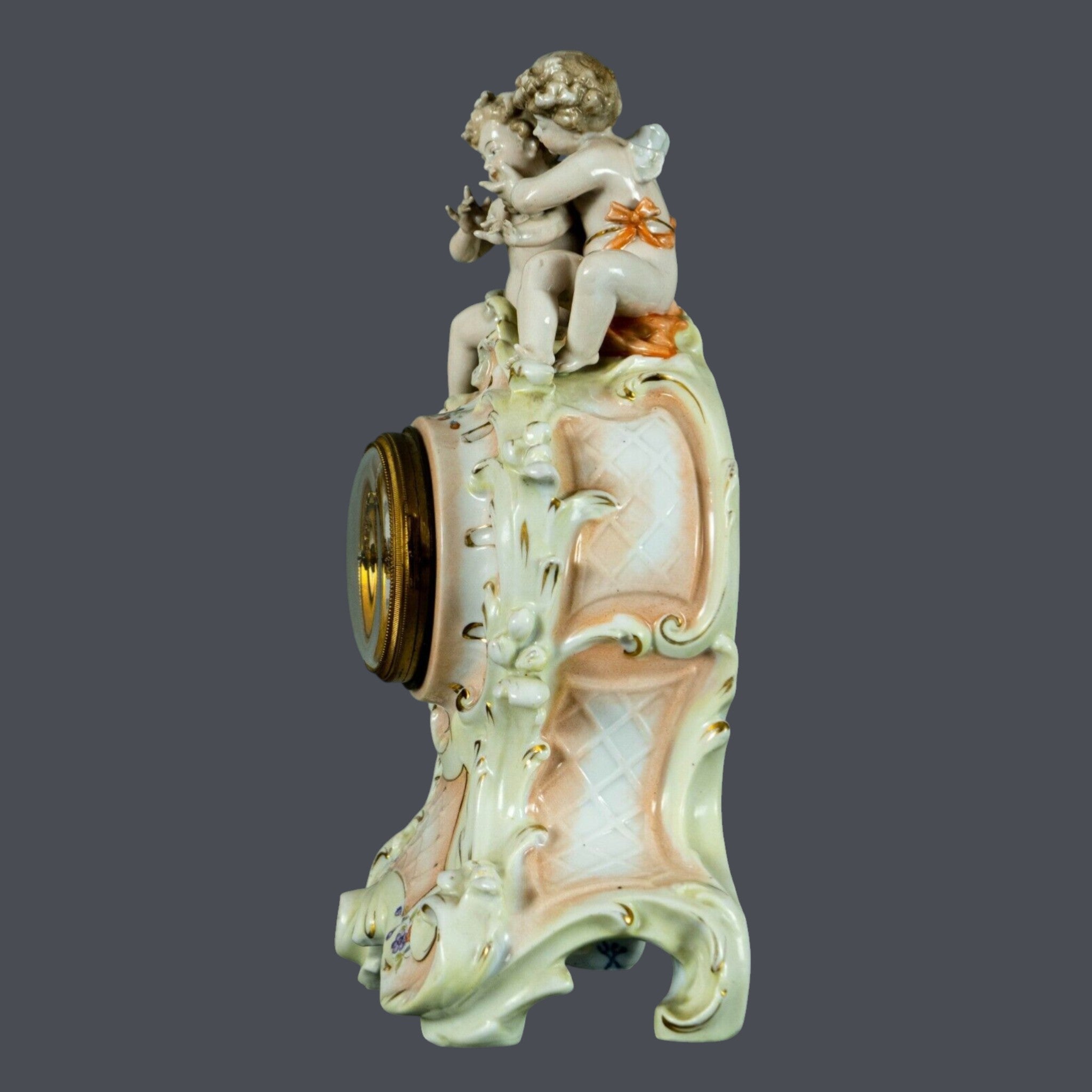 Mantle Clock, German, Porcelain Antique, Richard Eckett & Co
