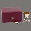 Silver, Christening Set Egg Cup and Spoon,Vintage English, by J Baum & Co