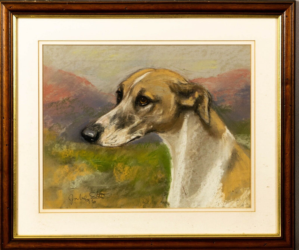 Watercolour, Vintage, Greyhound, signed Julie Scott