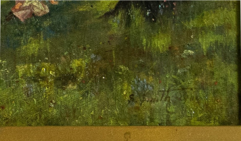 Antique Oil Painting, Leahurst Park, view from,Florence Nightingale, Signed B Smith, 1901