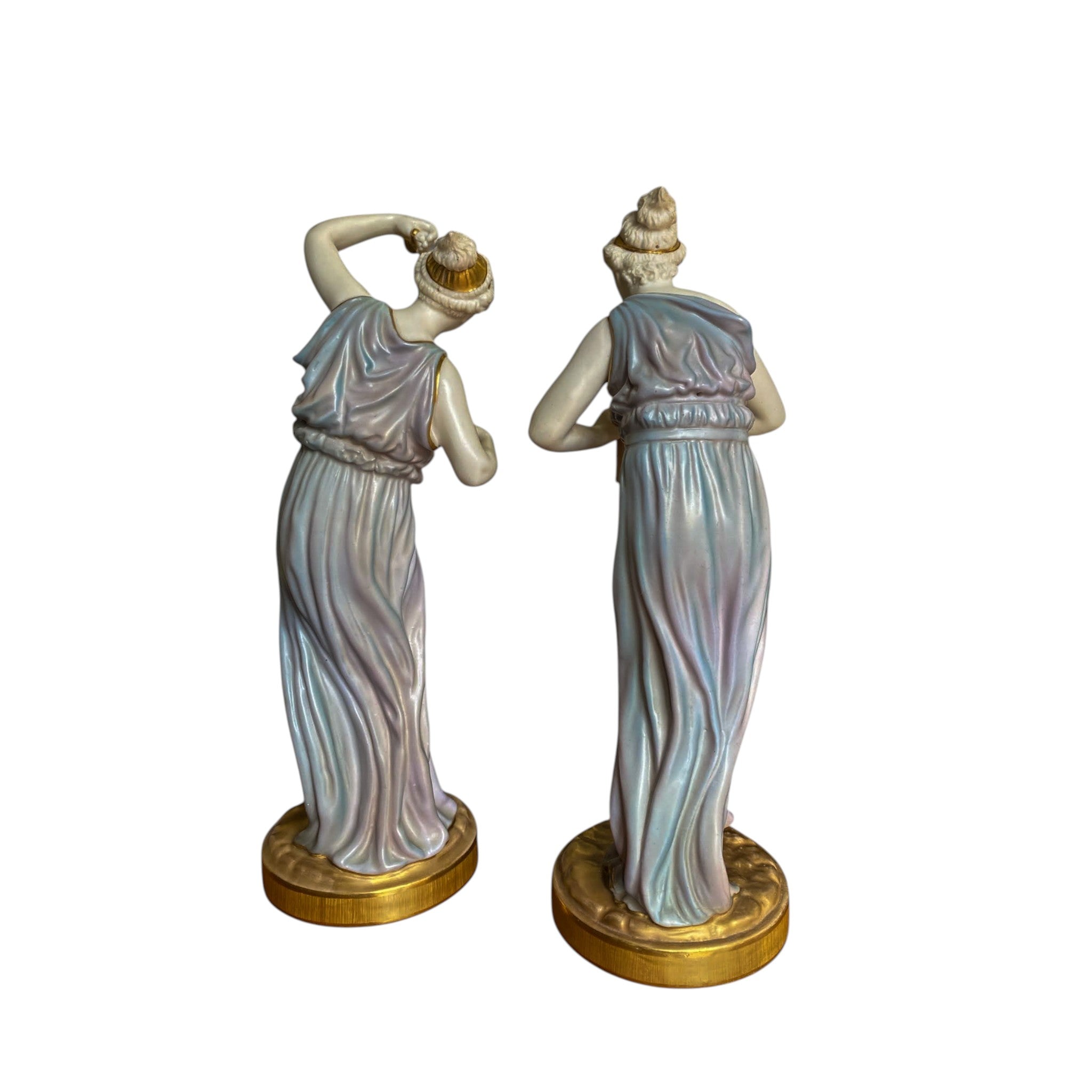 Antique Royal Worcester Porcelain Figurines 'Music' 1902 designed James Hadley