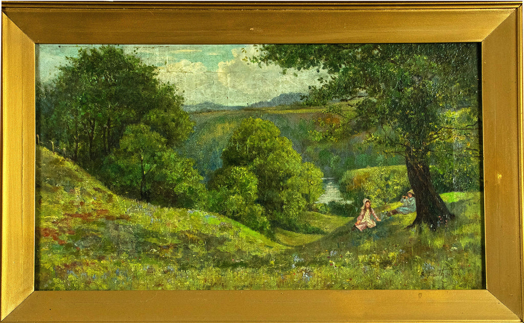 Antique Oil Painting, Leahurst Park, view from,Florence Nightingale, Signed B Smith, 1901
