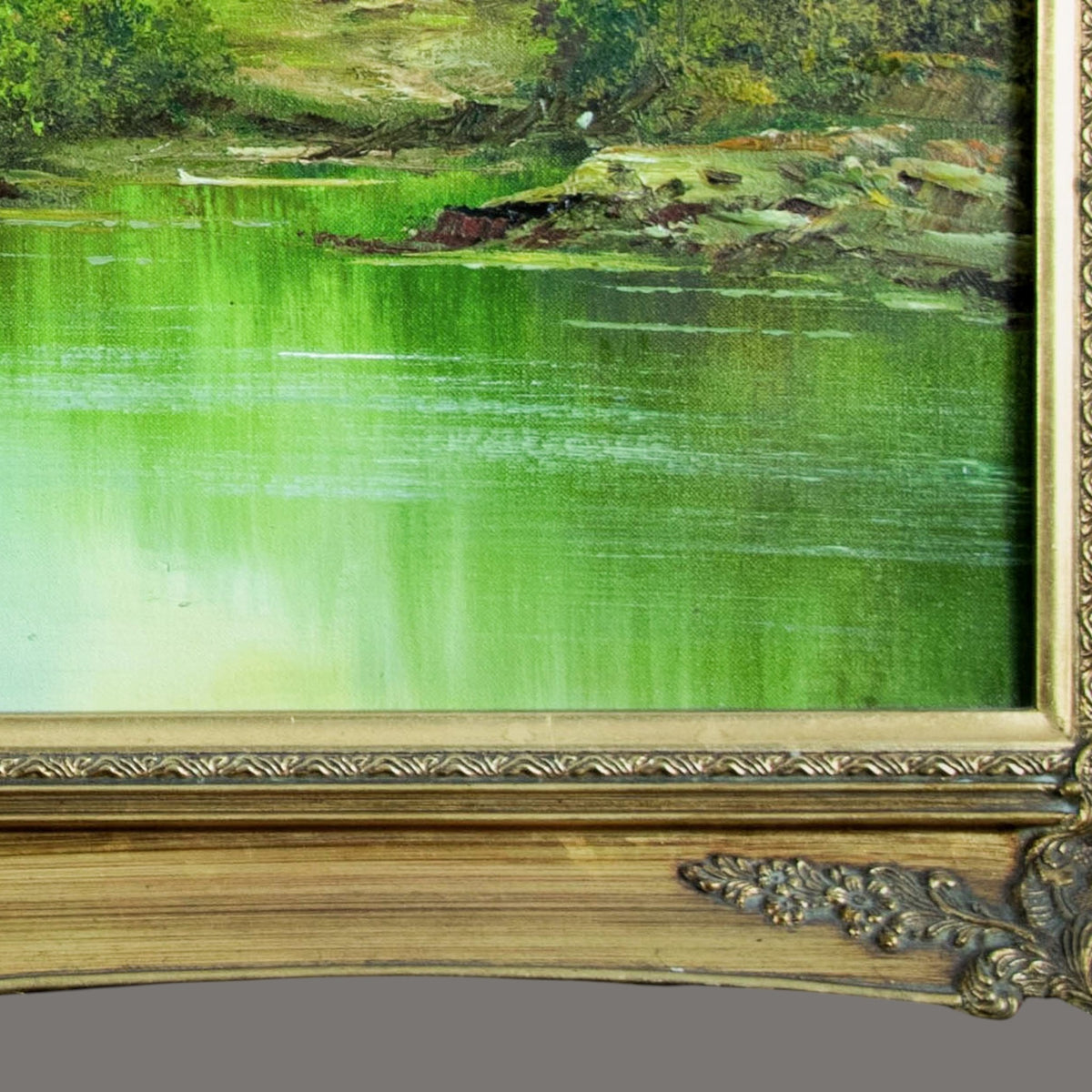 Original Oil Painting 'Serene River Landscape with Cottage' | Signed Clara Davis Innes | American Impressionist | Ornate Gilt Frame | 108×77cm