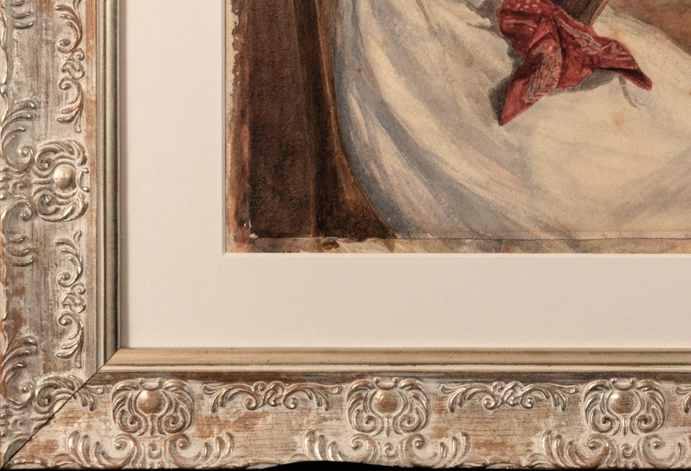Water colour, Henry John Terry, 1818-1880, Girl with Chalk Antique 19th Century
