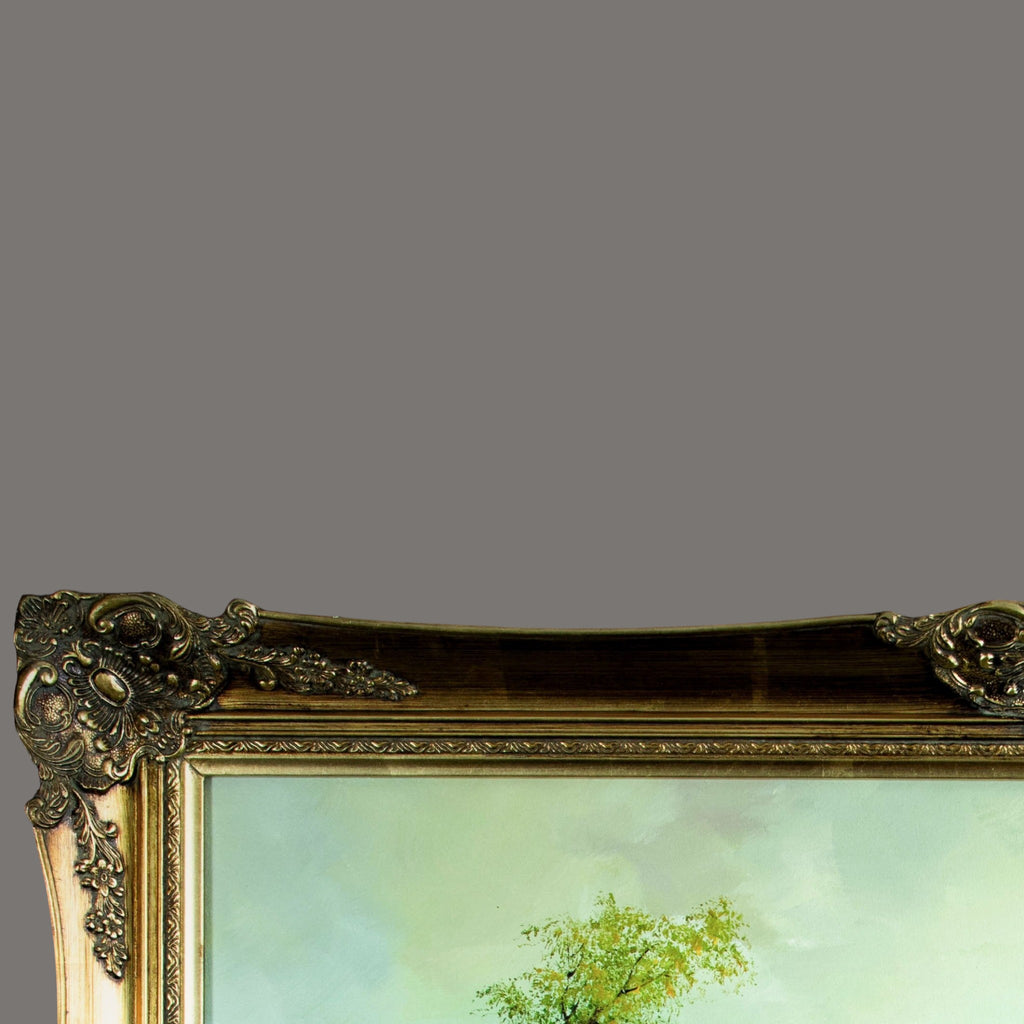 Original Oil Painting 'Serene River Landscape with Cottage' | Signed Clara Davis Innes | American Impressionist | Ornate Gilt Frame | 108×77cm