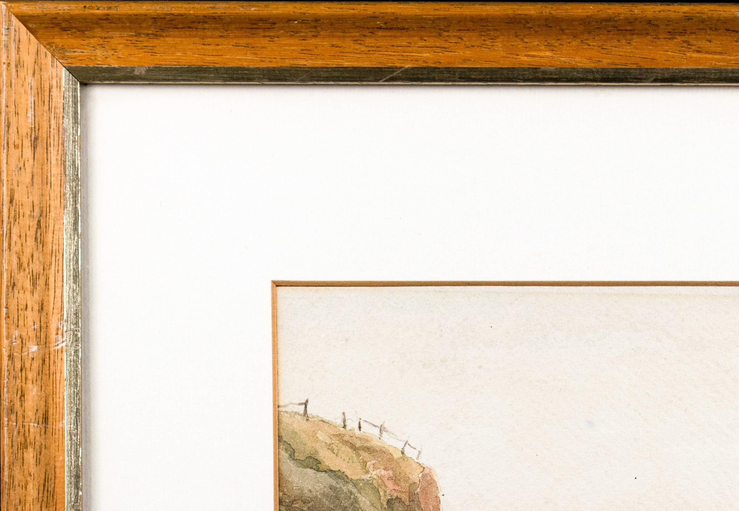 Watercolour, Ladies by Seaside Bridge, Antique
