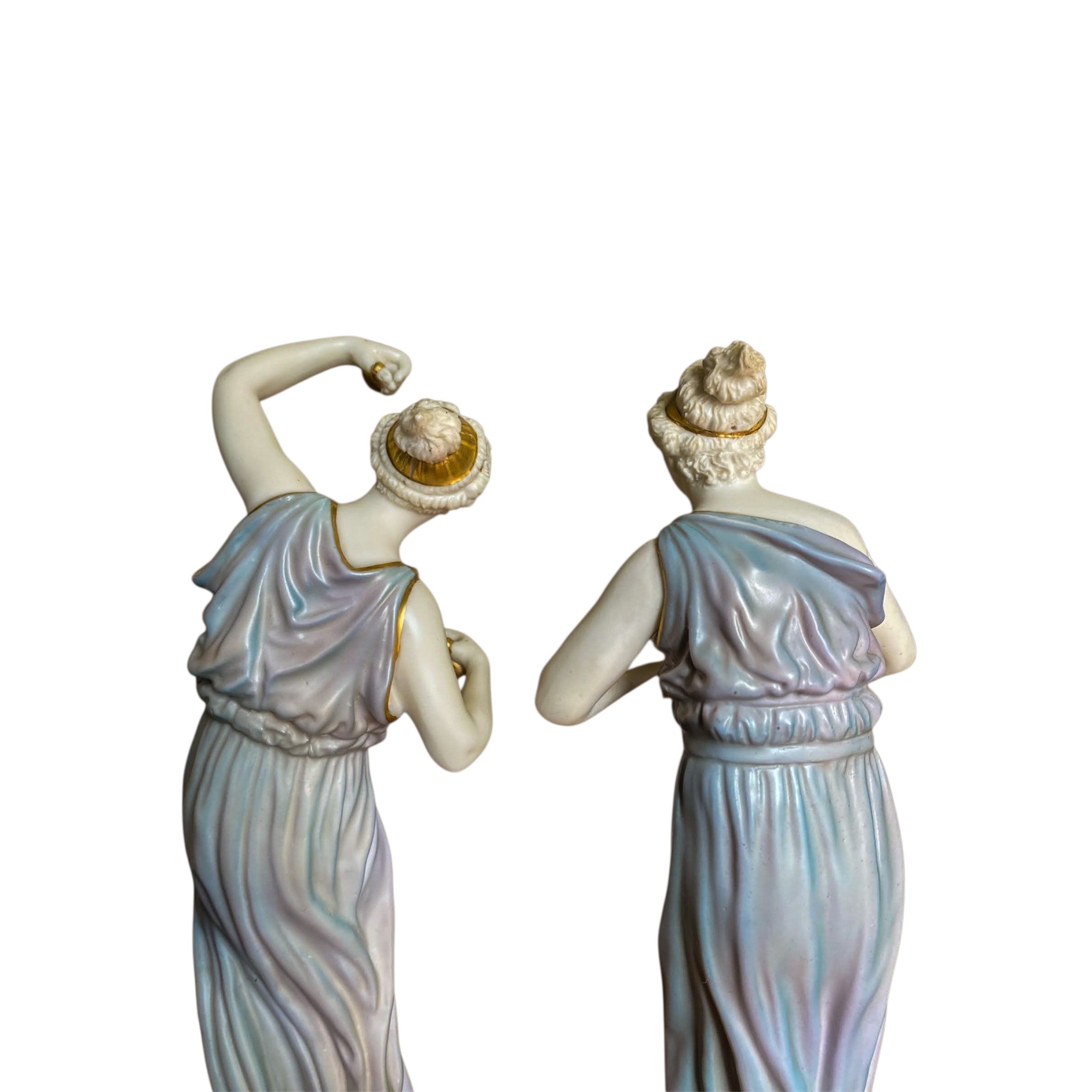 Antique Royal Worcester Porcelain Figurines 'Music' 1902 designed James Hadley