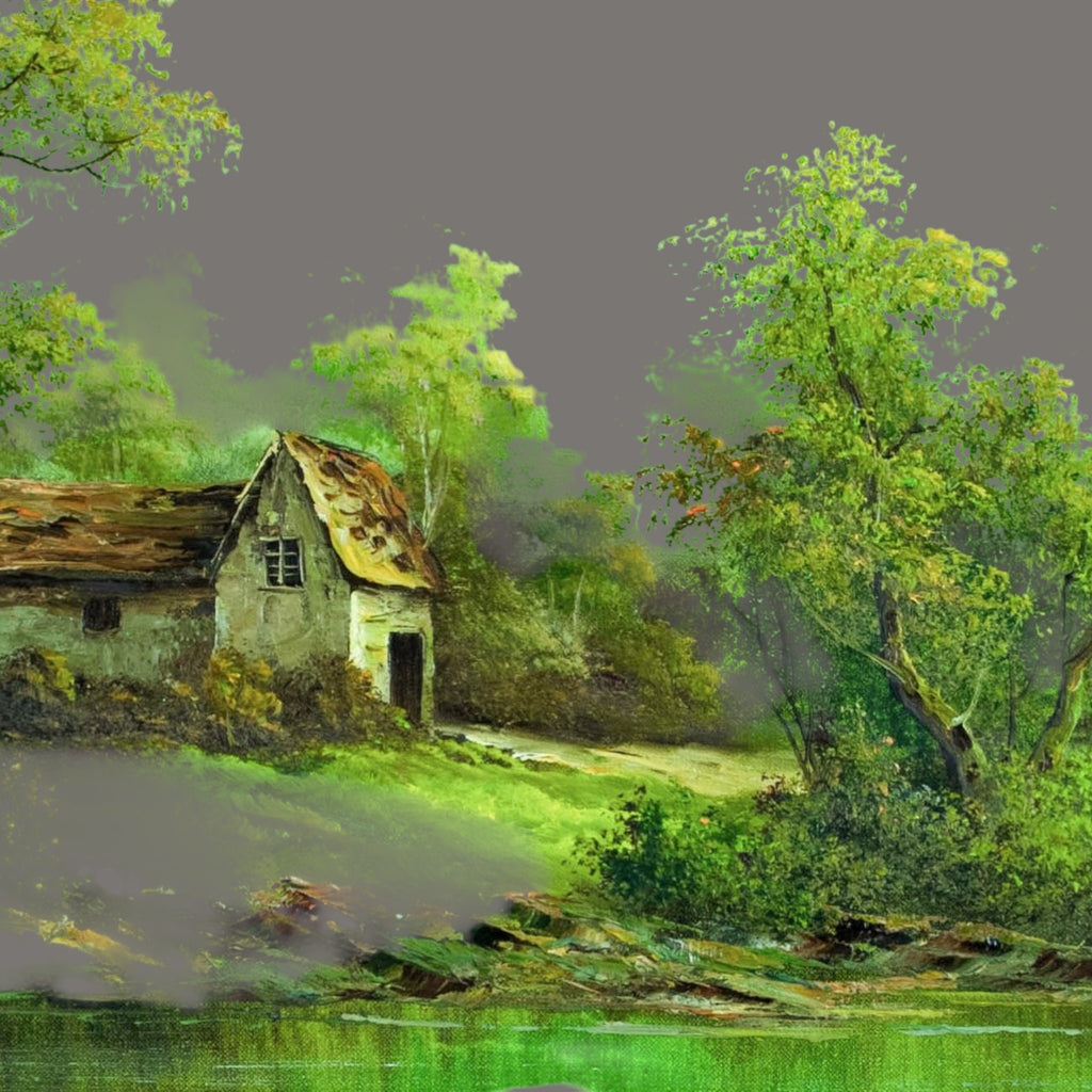 Original Oil Painting 'Serene River Landscape with Cottage' | Signed Clara Davis Innes | American Impressionist | Ornate Gilt Frame | 108×77cm