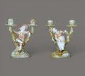 Royal Worcester, Figural Candle Holder, Boy & Girl, James Hadle 1895