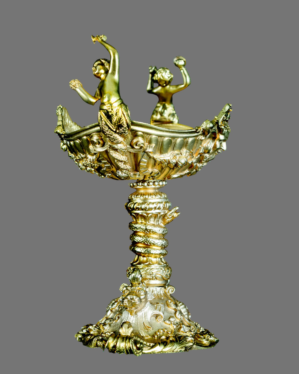 Tazza, Late 19/20th Century, Gilt Bronze, Rococo Form