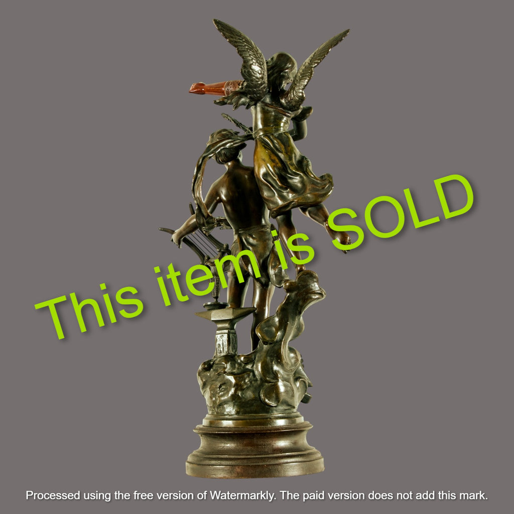 Antique, Sculpture, Coronationm of the Arts, 1890, Spelter