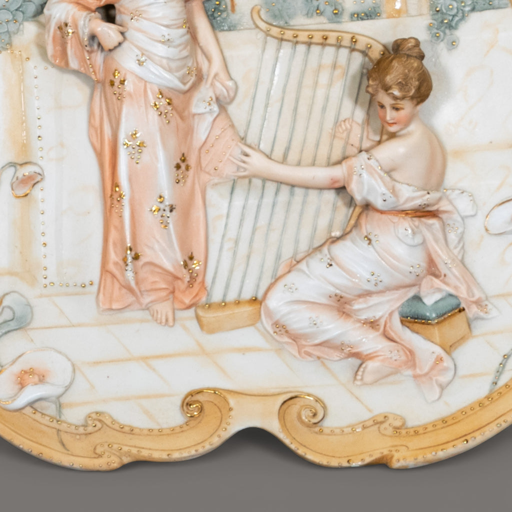 Antique, Wall plaques, German, Pretty Ladies,