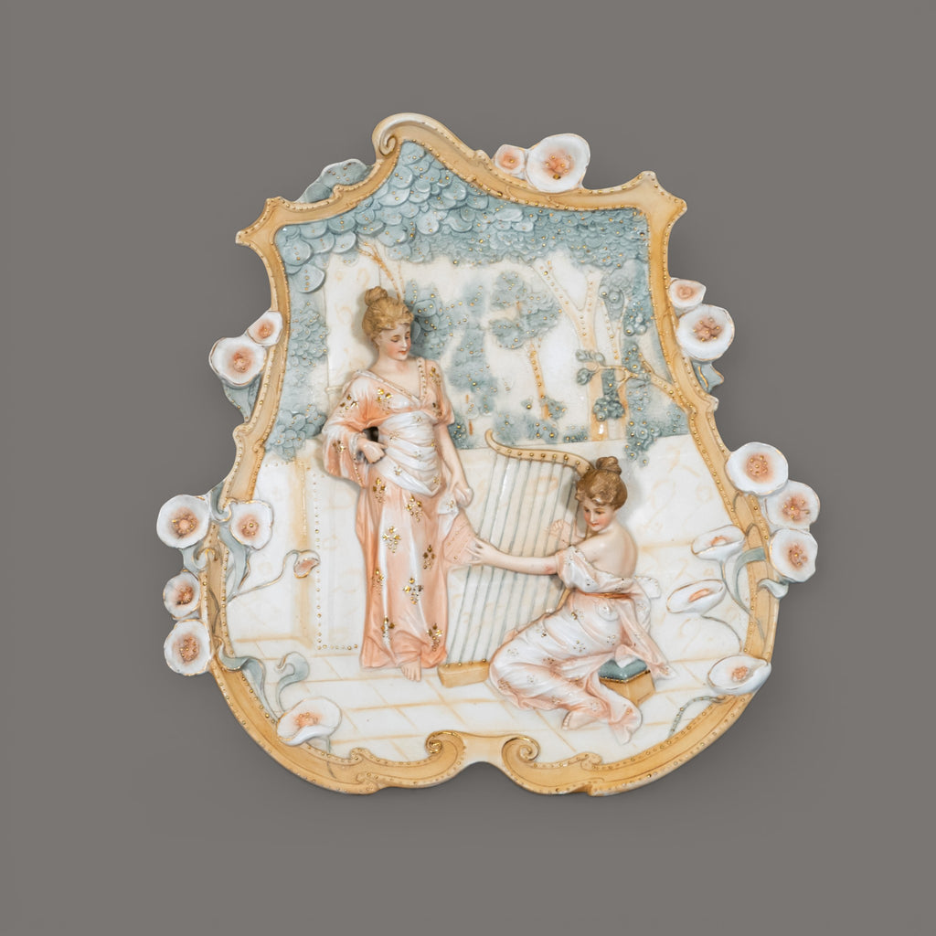 Antique, Wall plaques, German, Pretty Ladies,