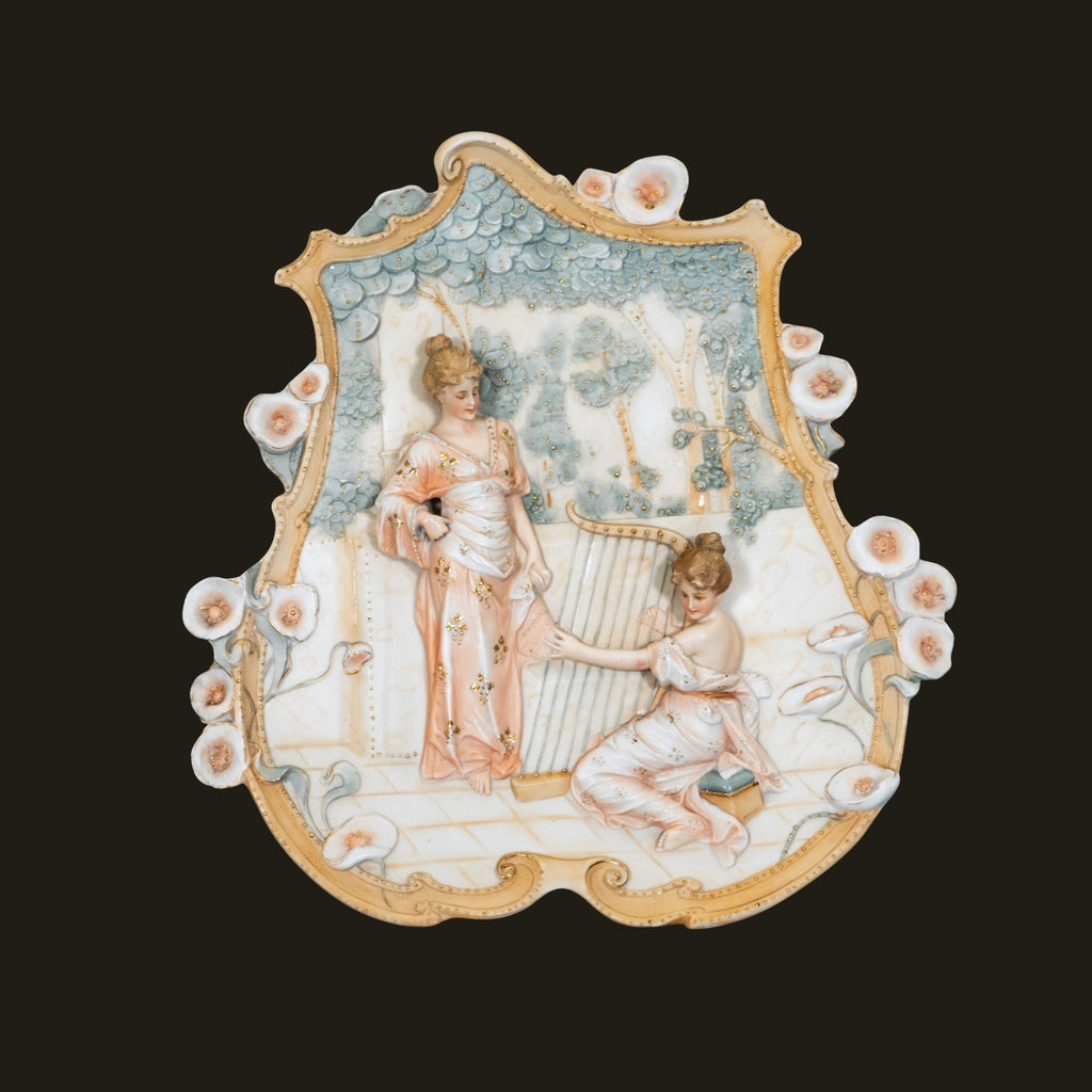Antique, Wall plaques, German, Pretty Ladies,