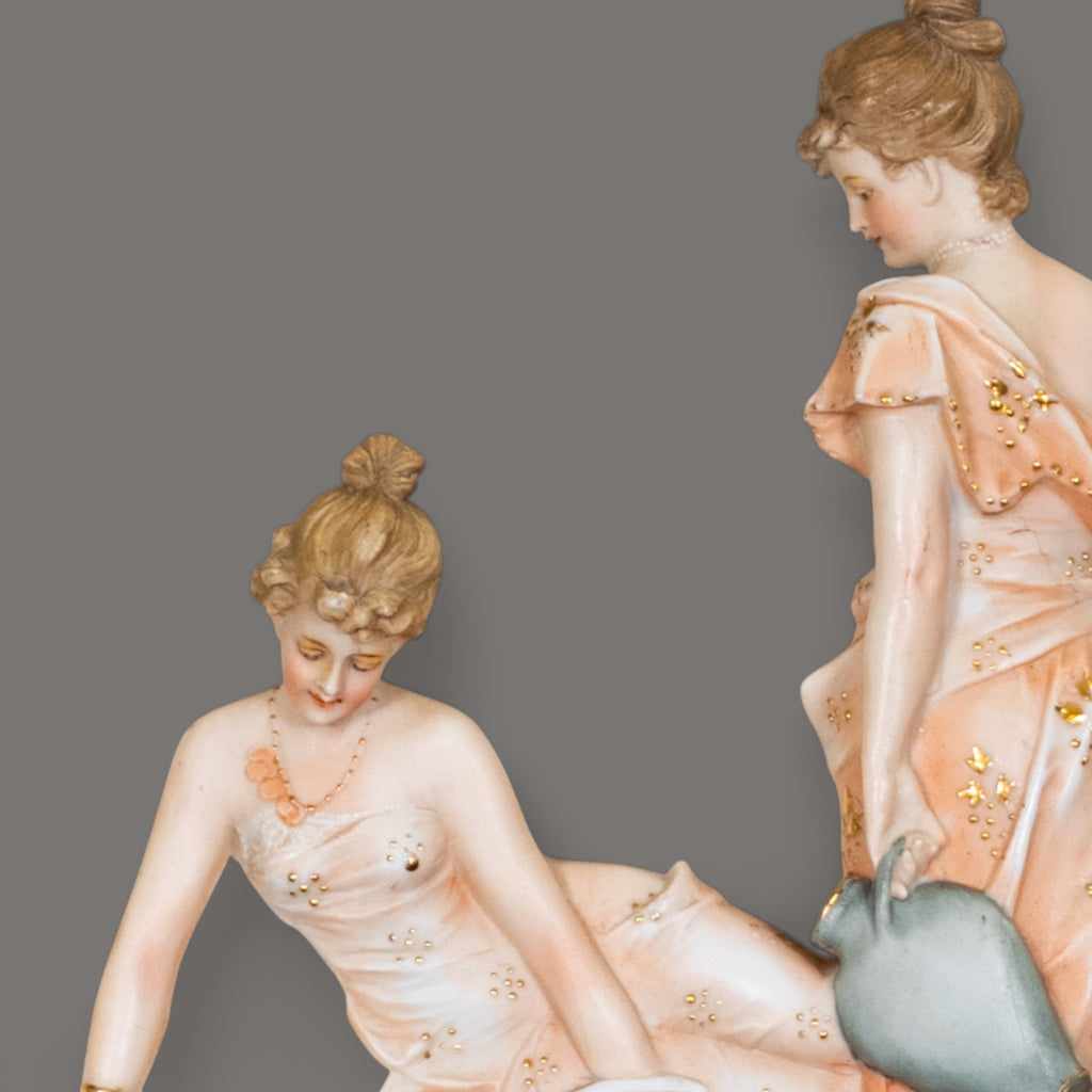 Antique, Wall plaques, German, Pretty Ladies,