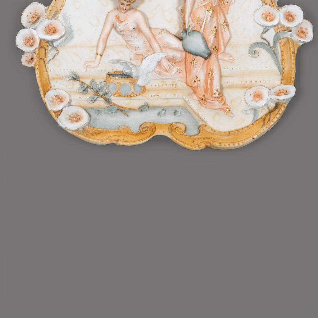 Antique, Wall plaques, German, Pretty Ladies,