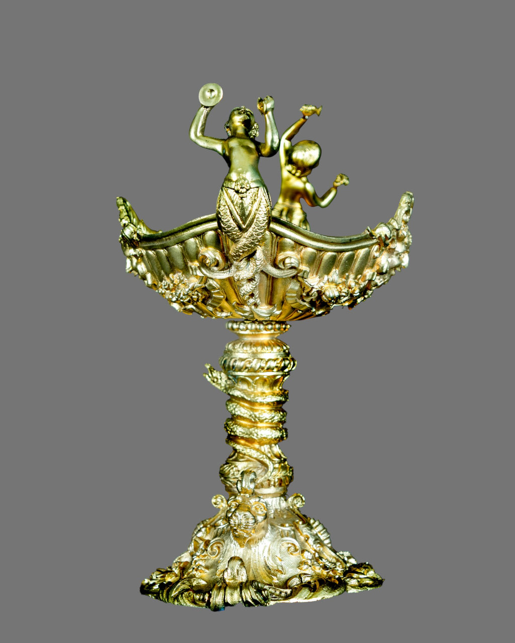 Tazza, Late 19/20th Century, Gilt Bronze, Rococo Form