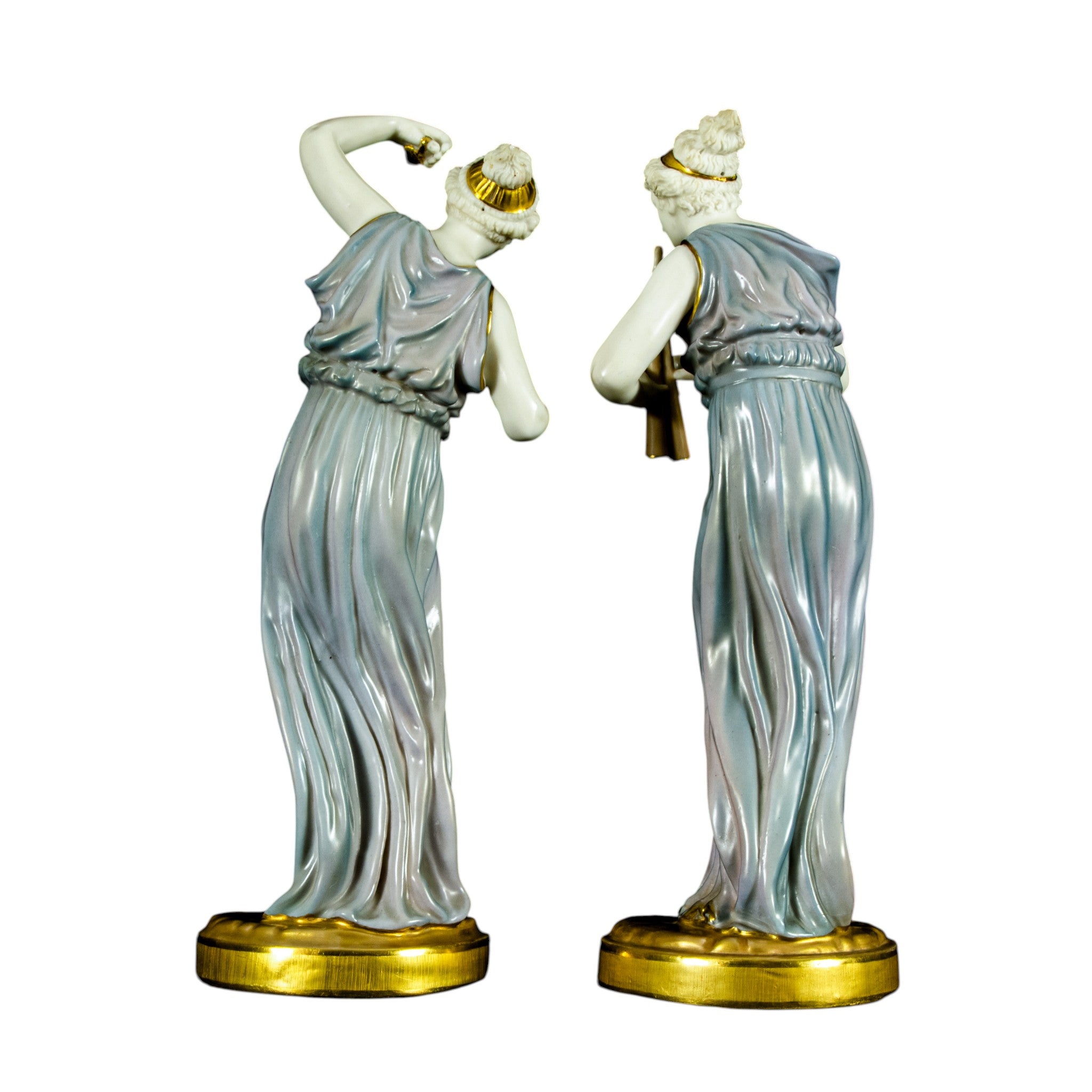 Antique Royal Worcester Porcelain Figurines 'Music' 1902 designed James Hadley