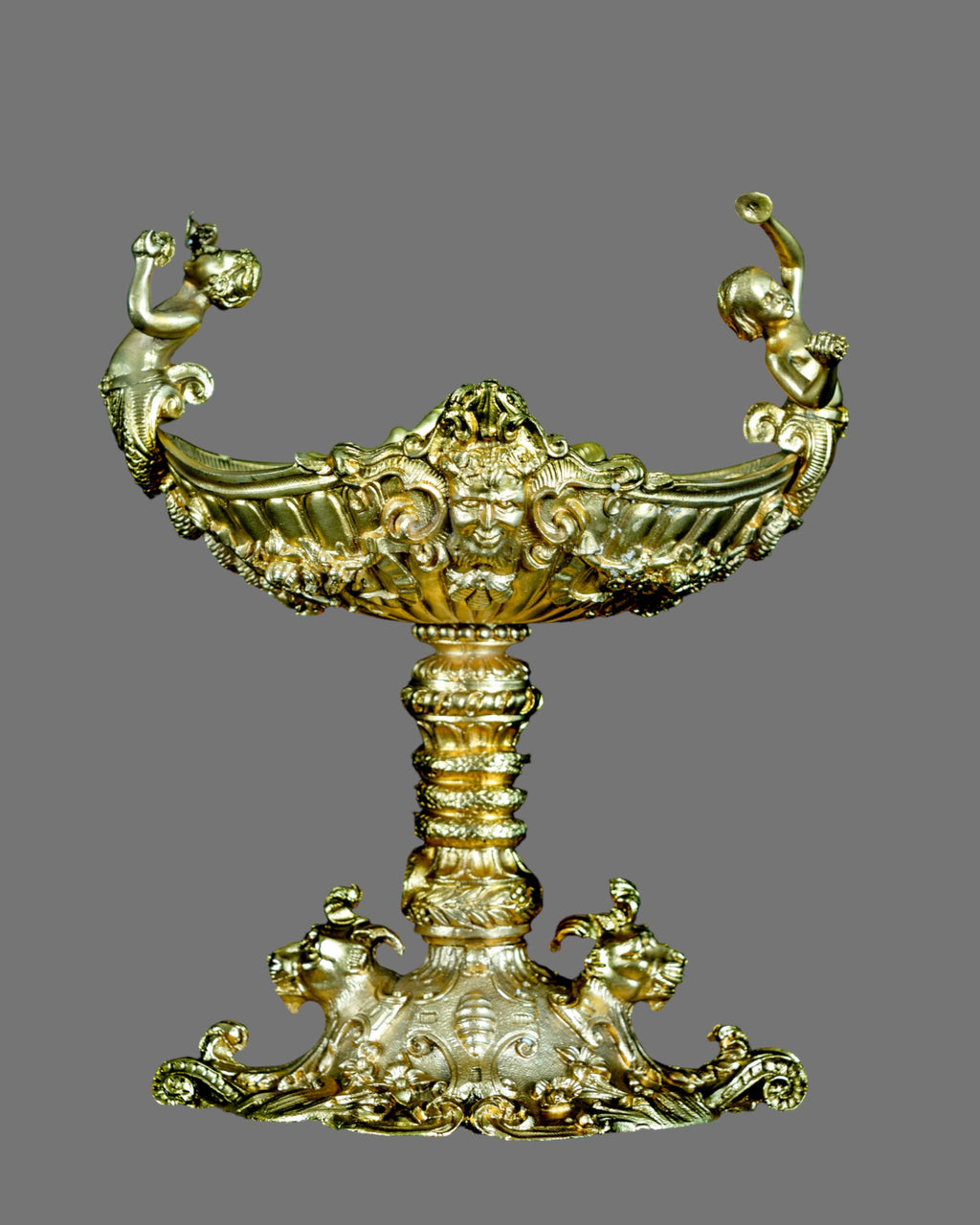 Tazza, Late 19/20th Century, Gilt Bronze, Rococo Form
