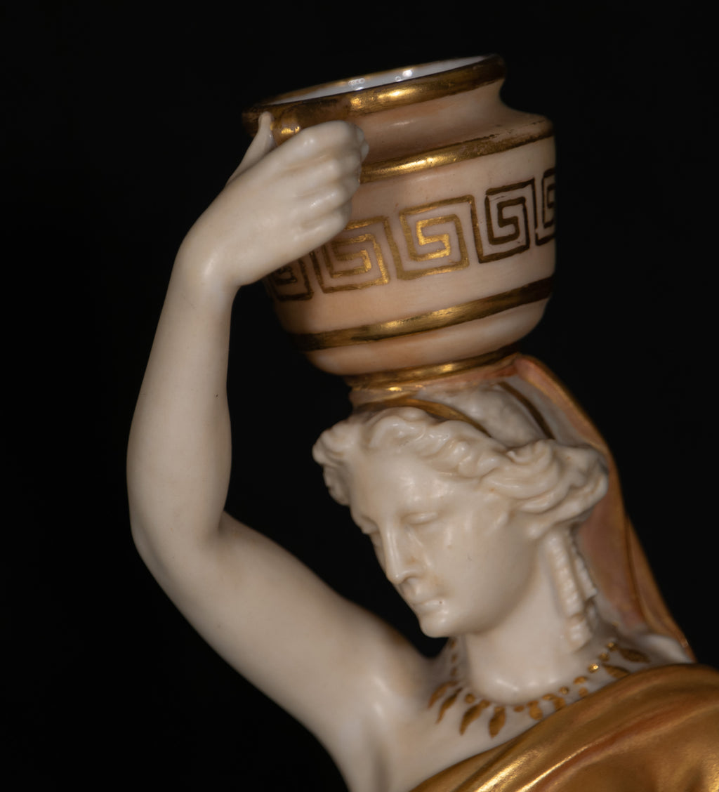 Royal Worcester, Porcelain Maiden, Classical Woman with Pot & Jug