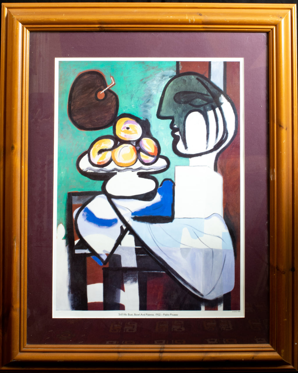 Frame, Antique style, Picasso Print, Lady with fruit bowl