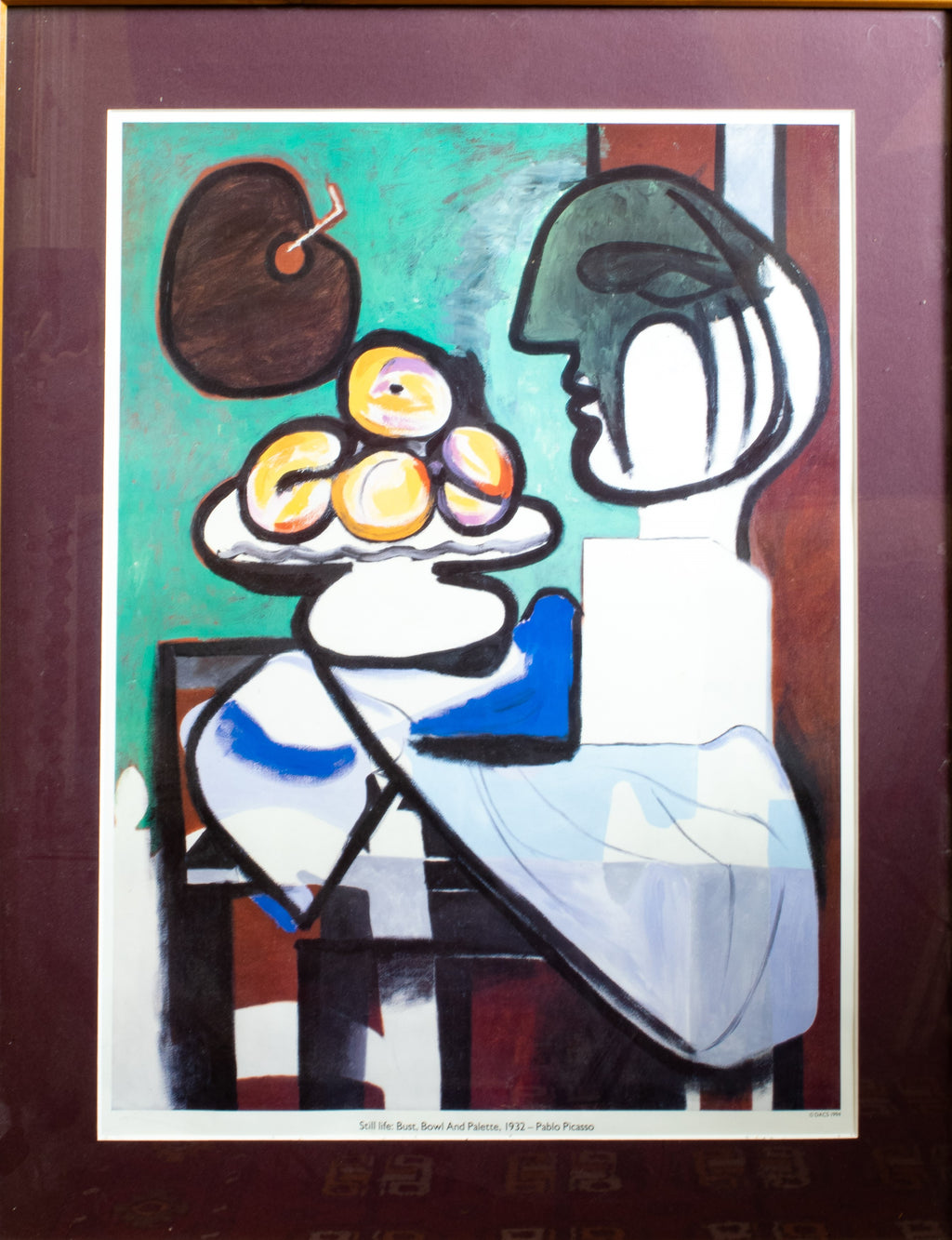 Frame, Antique style, Picasso Print, Lady with fruit bowl