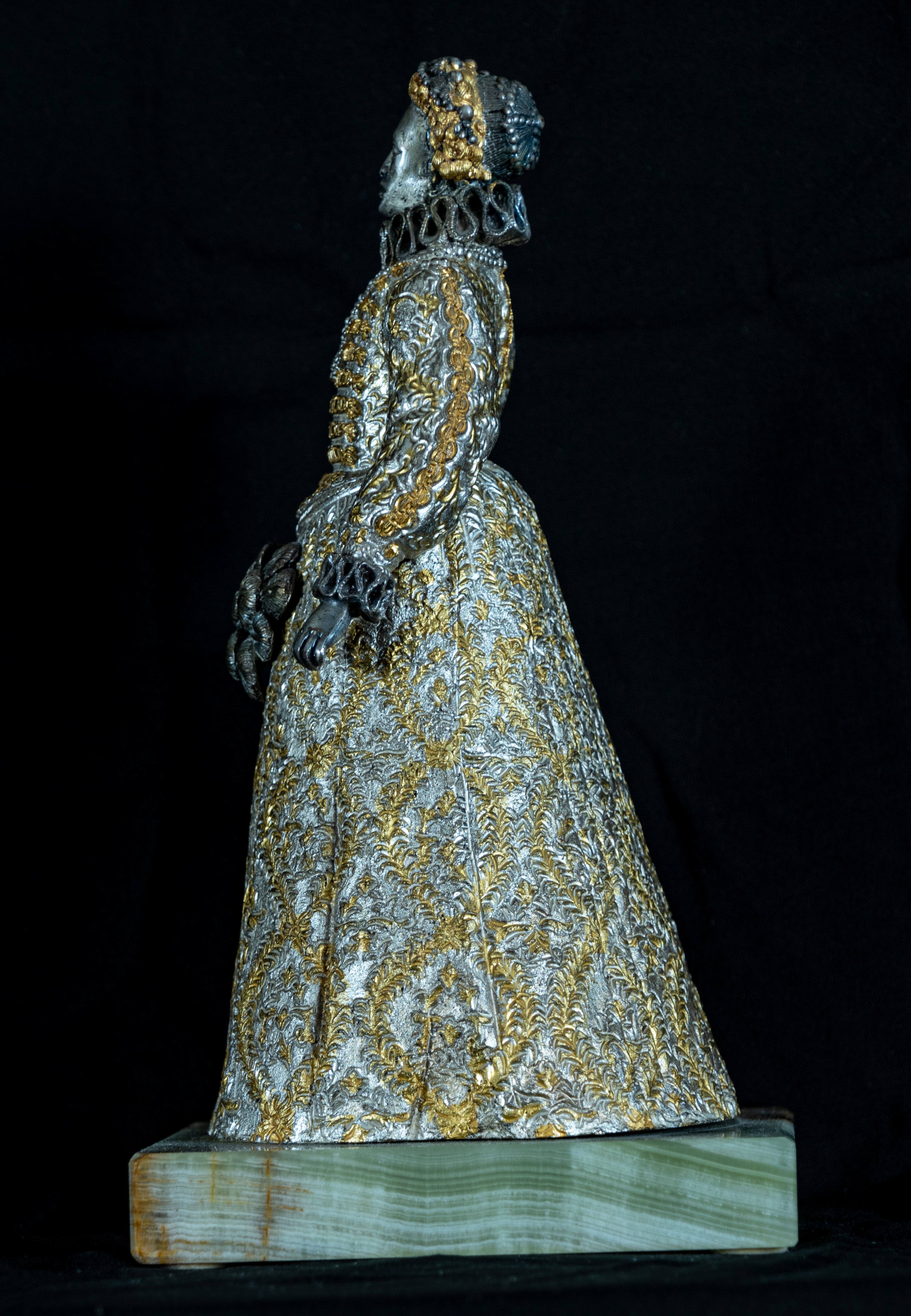 Queen Elizabeth I, Bronze, Gilded and Silvered, Onyx Base, Contemporary