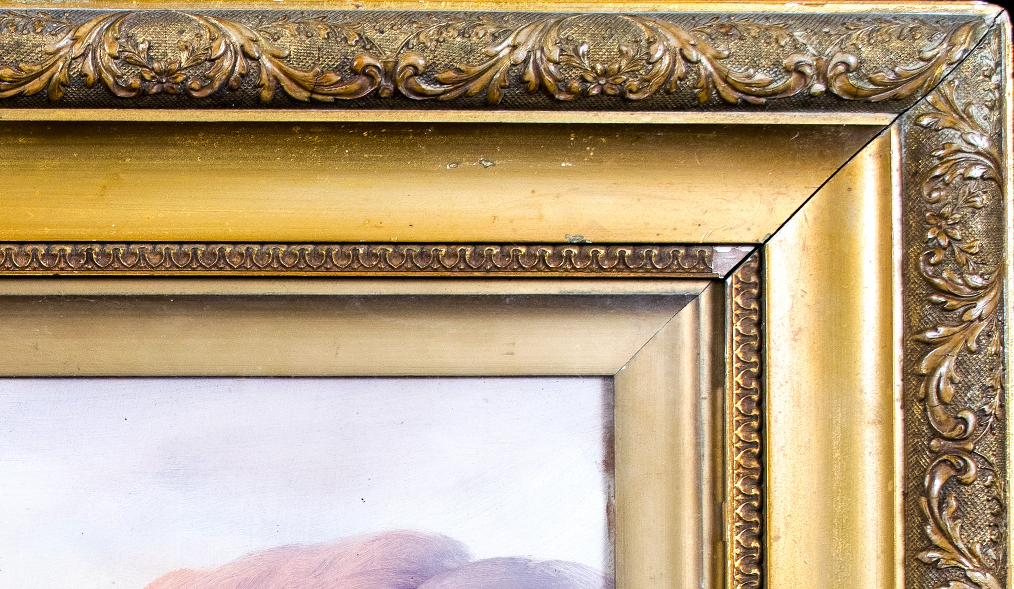 Oil painting, Antique, 'Cattle Grazing' JM Grandale, gilt framed