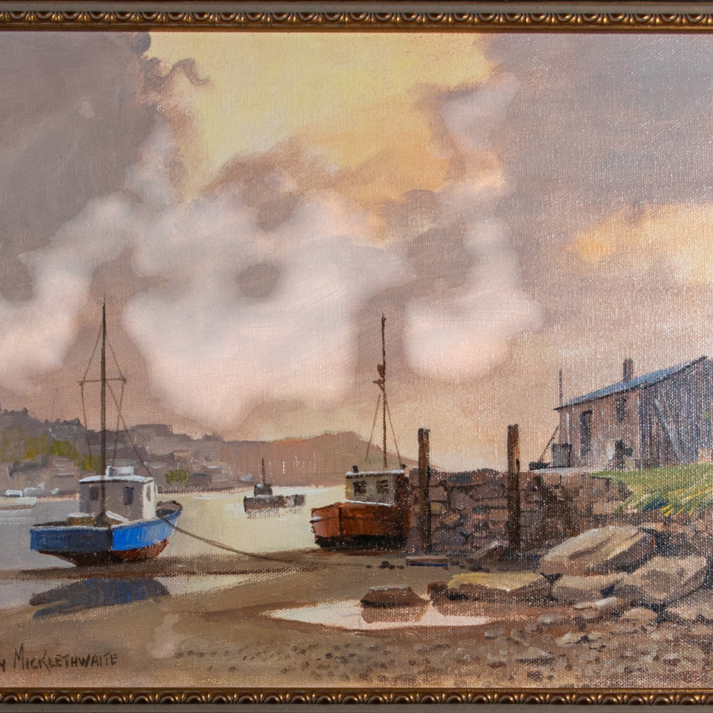 Oil Painting, Scarborough Harbour Scene, Don Micklethwaite