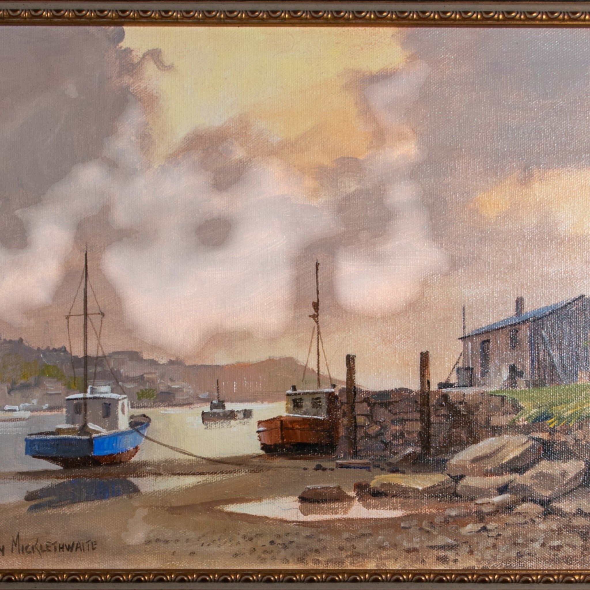 Oil Painting, Scarborough Harbour Scene, Don Micklethwaite